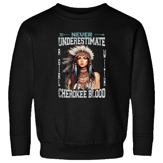 Never Underestimate A Cherokee Blood Girl Native American Sweatshirts