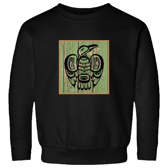 Pacific Northwest Coast Native American Indian Style Bird 2 Sweatshirts