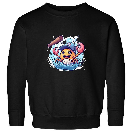 Ocean Explorers Delight Playful Crab and Baseball Beach Sweatshirts