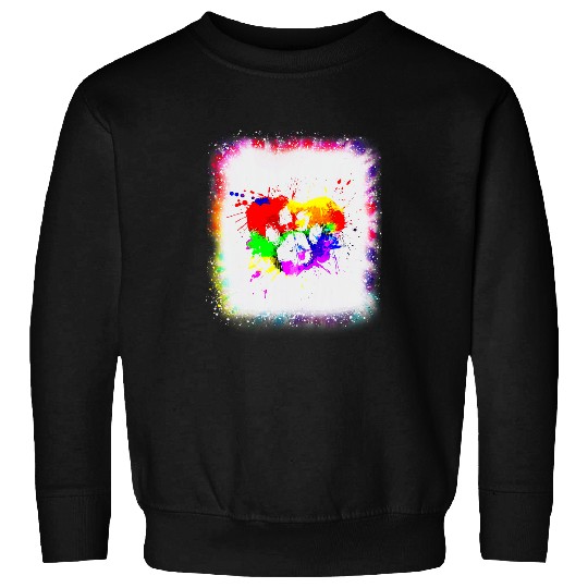 Watercolor Paw Dog Dad Mom Boy Girl Tie Dye Bleached Sweatshirts