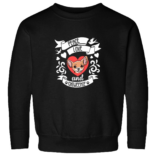 Peace Love Chiweenie Mom Chihuahua Dog Owner Lover Cute Gift Sweatshirts
