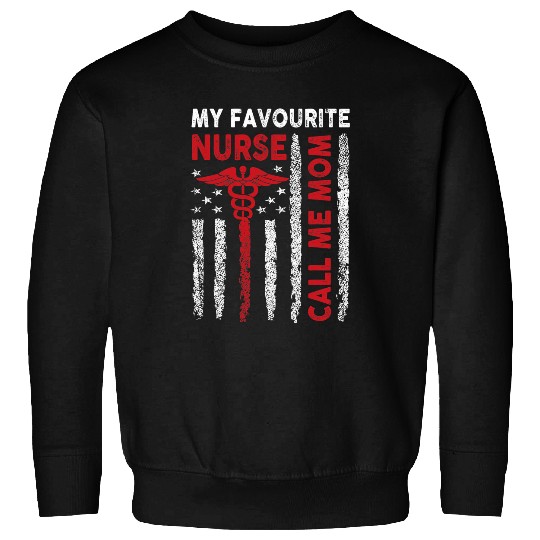 Womens My Favorite nurses Calls Me Mom USA Flag Mothers Day Sweatshirts