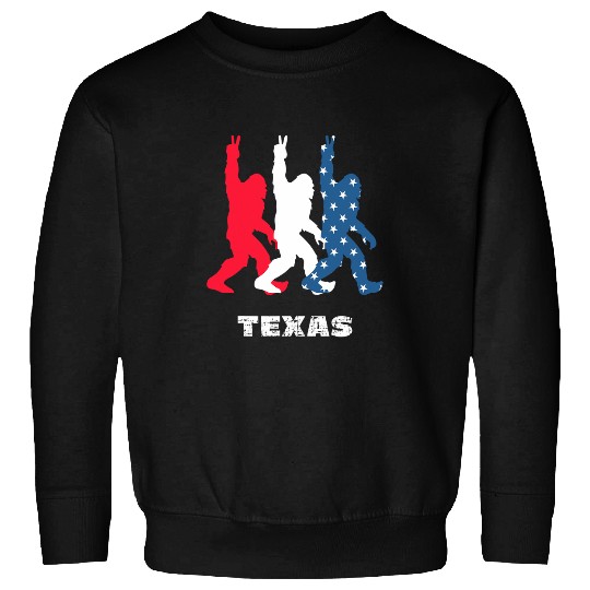 vintages Sasquatch Texas USA Flag bigfoots Hiking Camping Sweatshirts