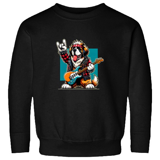 Rock Sign Punk Guitarist Saint Bernard Dog Sweatshirts