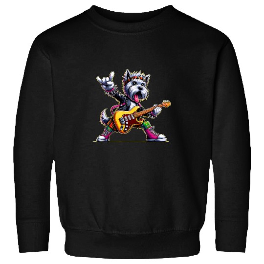 Rock Sign Punk Guitarist Scottish Terrier Dog Sweatshirts