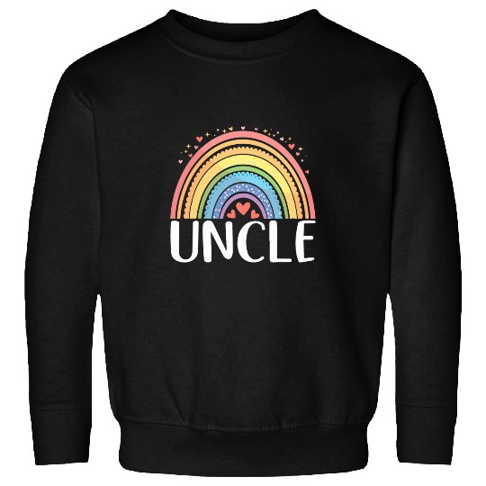 Mens Boho Rainbow Border Retro Art Family Matching Costumes Uncle Sweatshirts