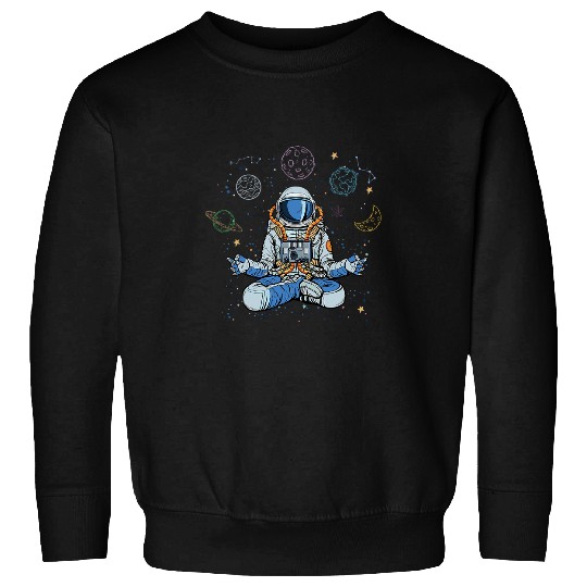 Lotus Meditating Astronaut Yoga Universe Funny Outer Space Sweatshirts