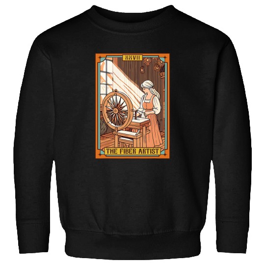 Yarn Lover Wool Spinning Wheel The Fiber Artist Tarot Card Sweatshirts