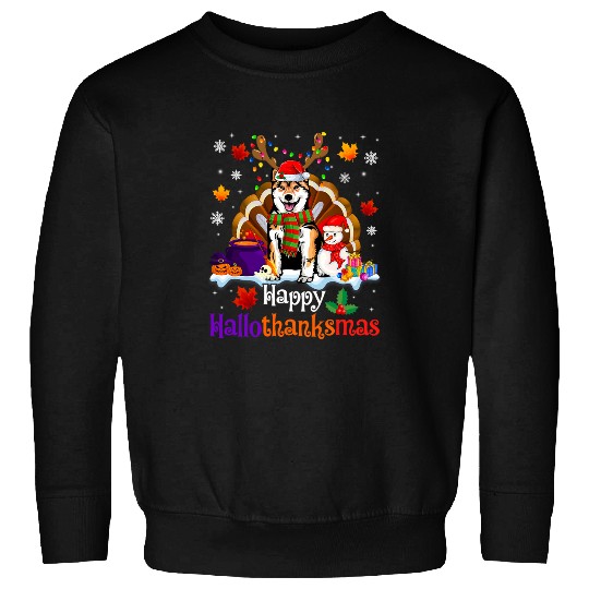 Dog Shiba Inu Hallothanksmas Halloween Thanksgiving Shiba Inu Dog Sweatshirts