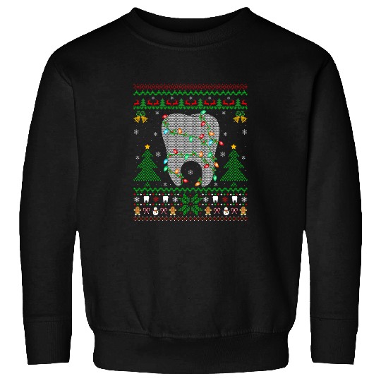 Teeth xmass Lights Dental Hygienist dentists Ugly Christmas Sweatshirts
