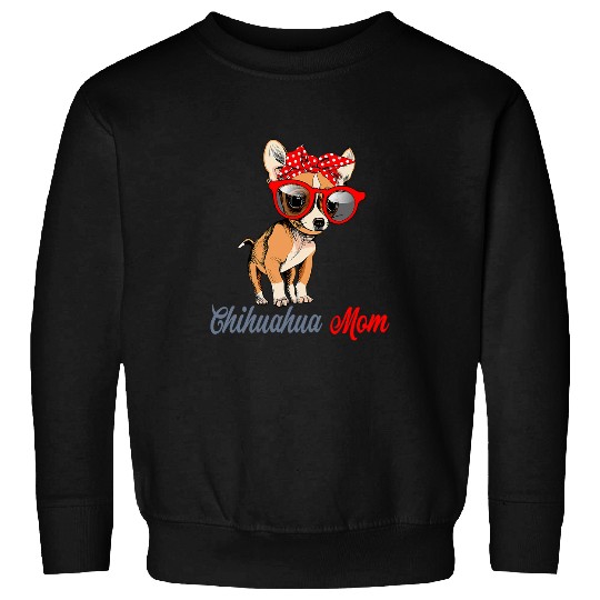 Womens Chihuahua Mom Cute Chihuahua Sunglasses Headband Dog Lover Sweatshirts