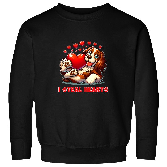 I Steal Hearts English Springer Spaniel Dog Valentines Sweatshirts