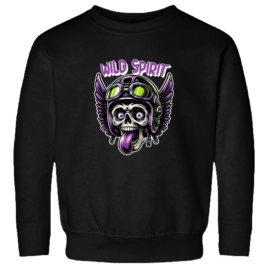 Wild Spirit Motorcycle Skeletons Biker Graphic Design Sweatshirts