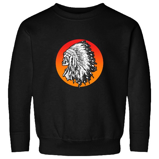 Retro Native American Sun Indian Cool Skull Headdress Sweatshirts