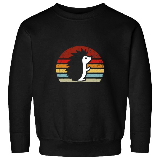 vintages Retro Hedgehog Dad Mom Father Mother Boy Girl Funny Sweatshirts