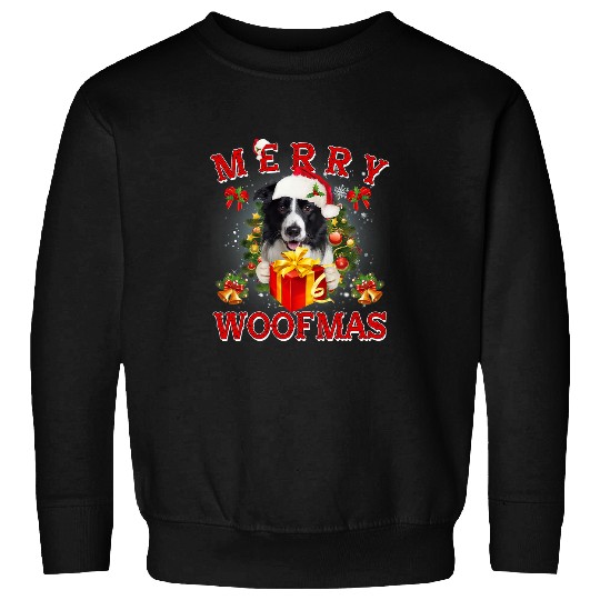 Merry Woofmas Border Collie Christmas Ornaments Sweatshirts
