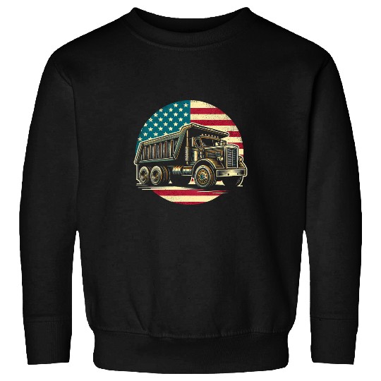 US American Flag Trucker Dump Truck Driver 4th of July Sweatshirts