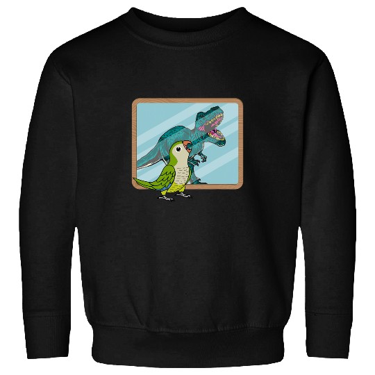 Parrot 2T Rexs Reflection I Green Monk Parakeet Quaker Sweatshirts
