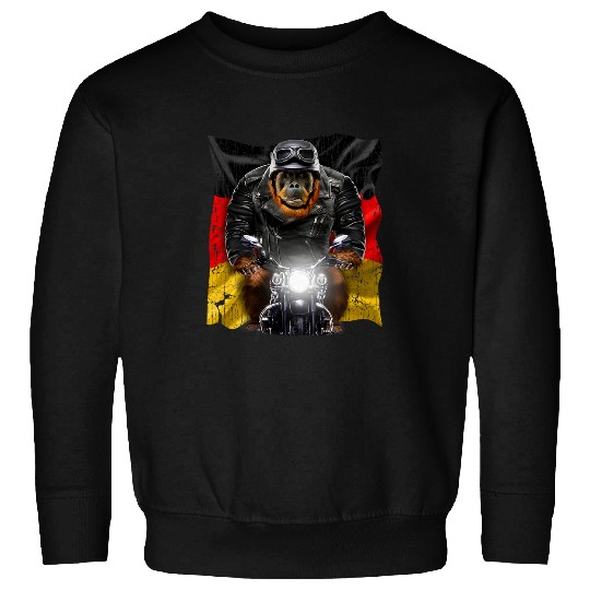 Patriot Orangutan on Motorcycle with Flag of Germany 21 Sweatshirts