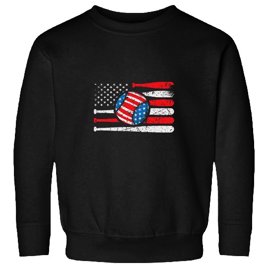 Patriotic Baseball Fan 4th Of July USA Distressed Flag 1 Sweatshirts