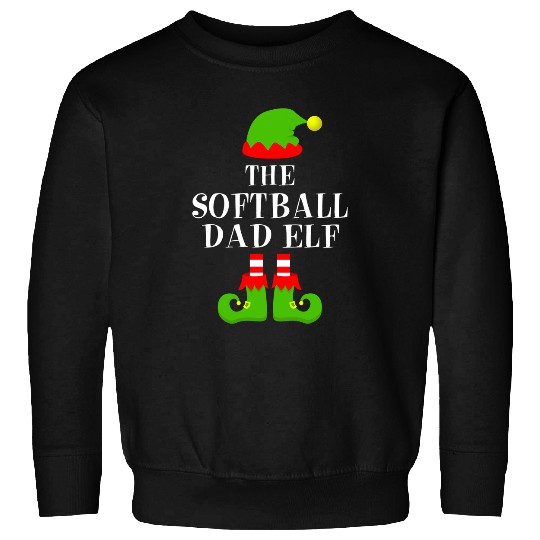 Softball Dad Elf Family Matching Christmas Pajama Fathers Sweatshirts