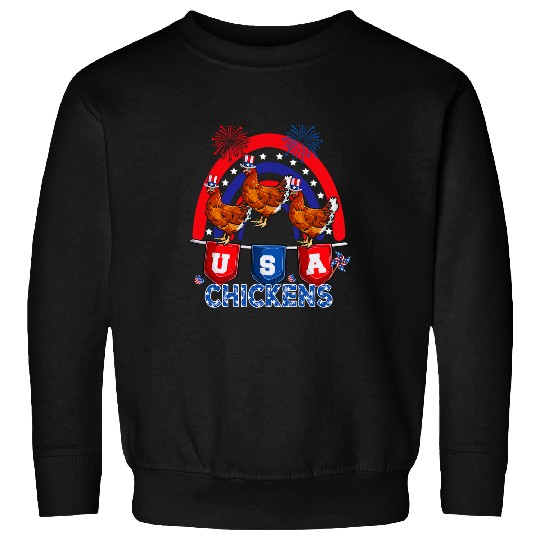 USA Chickens Three Cute Chickens Sunglasses American Flag Sweatshirts