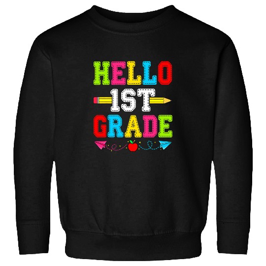 Funny Hello First Grade Back To School Boy Kid Girl Student Sweatshirts
