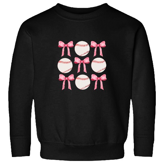Pink Aesthetic Coquette Bow Baseball For Girls Kids Mama Mom Sweatshirts