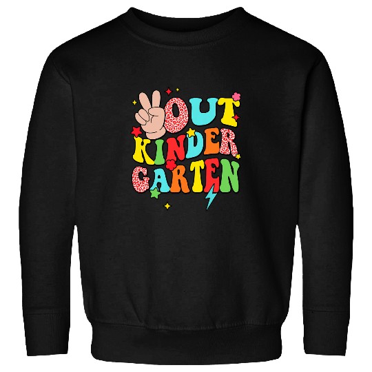 Retro Peace Out Kindergarten Teacher Student Summer School Sweatshirts