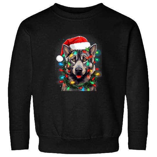 xmass Norwegian Elkhound Dog Tangled Christmas Lights Sweatshirts