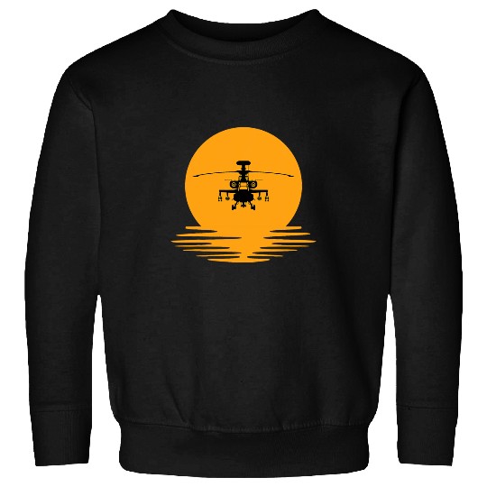 Sunset Apache Helicopter Military Gift for Helicopter Pilot Sweatshirts