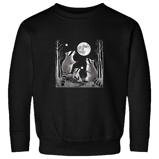 3 Raccoon Moon Howling Cute Racoon Animal Lover Zoologist Sweatshirts