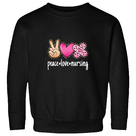 Peace Love Nursing Leopard Print Cute nurses Sweatshirts