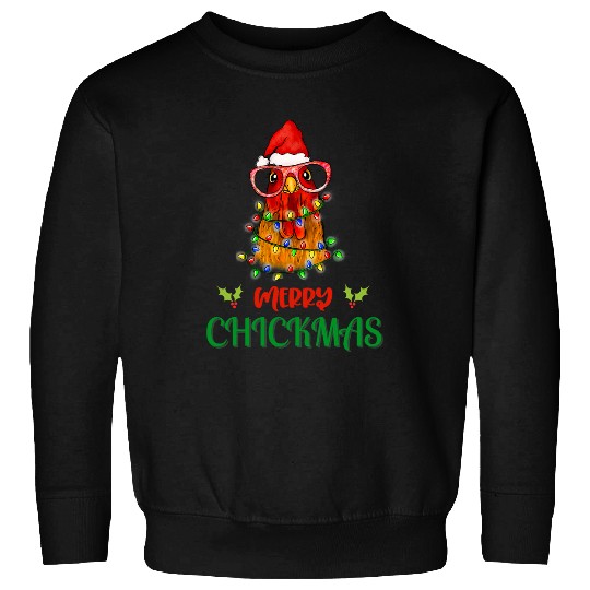 Merry Chickmas Ornament Lights Chicken Farmer christmas Sweatshirts