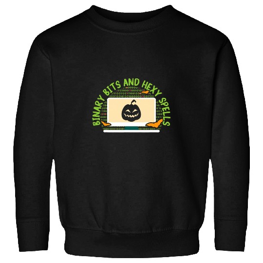 Binary Bats and Hexy Spells Spooky Programmer Halloween 1 Sweatshirts