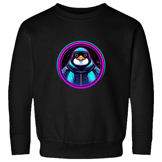 Penguin in Space Funny Cosmic Astronaut Animal Lover Sweatshirts