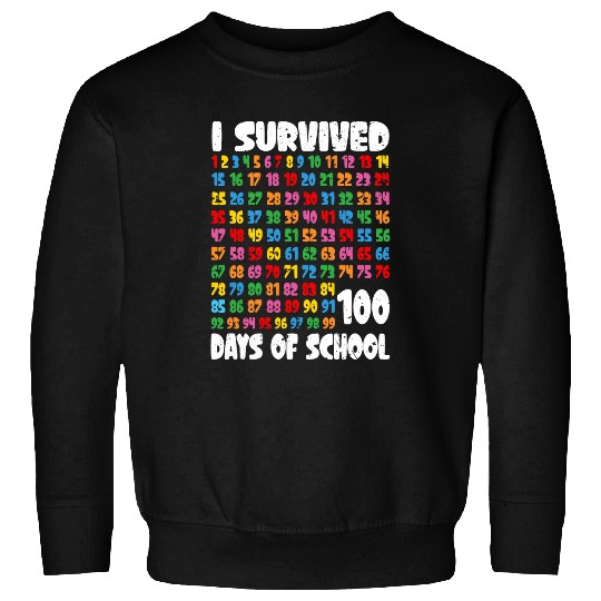 Funny School Boys Girls Kids 100 Days Of School Student Math 1 Sweatshirts
