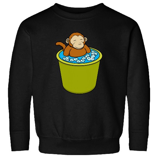 Monkey Ice Bathing Healthy Hobby Sweatshirts