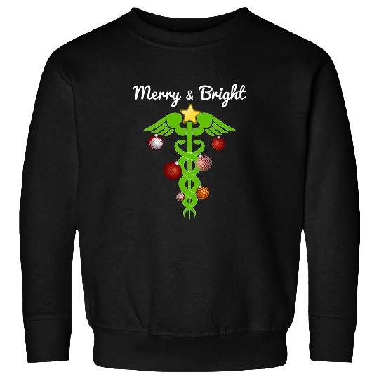 Caduceus medicals Symbol Christmas Tree Merry and Bright RN Sweatshirts