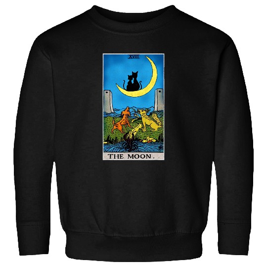Moon Tarot Card XVIII Spiritual Cat Tarot Major Arcana Sweatshirts