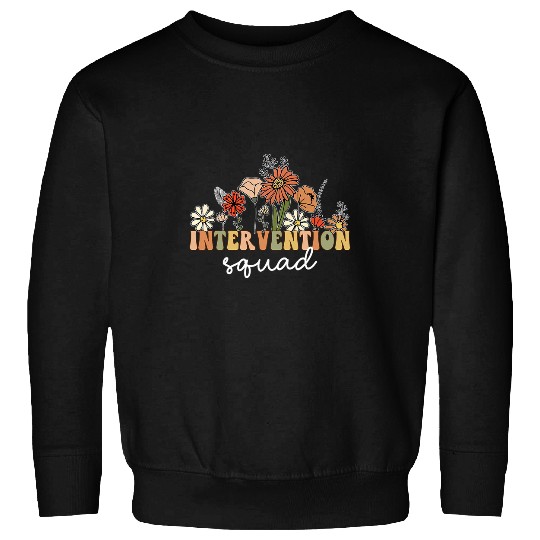 Groovy Wildflower Early Intervention Teacher School Crew Sweatshirts