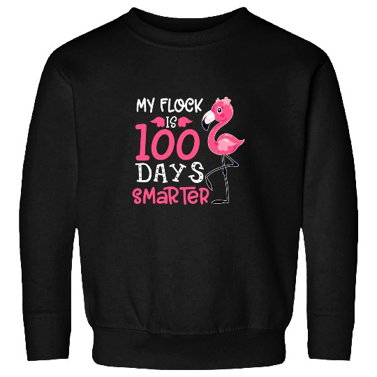 My Flock Is 100 Days Smarter Cute Flamingo Teacher Student Sweatshirts