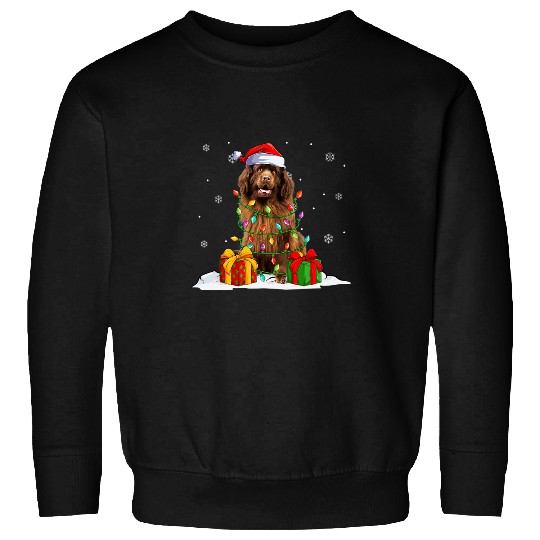 newfoundland dog santa christmas tree lights xmass pajama Sweatshirts