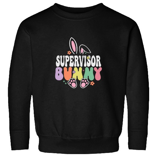 Supervisor Bunny Funny Easter Day Groovy Family Matching Sweatshirts
