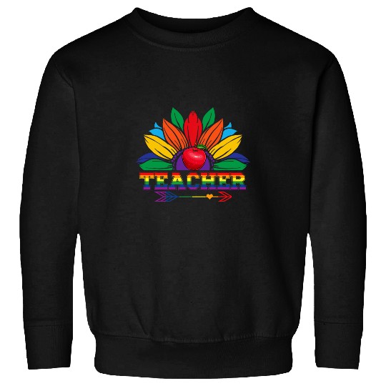 Teacher Costume Half Sunflower Rainbow Flag Job Proud LGBT Sweatshirts