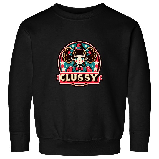 vintages Circus Banner Clussy Clown Anime Girl Glowngirl Sweatshirts
