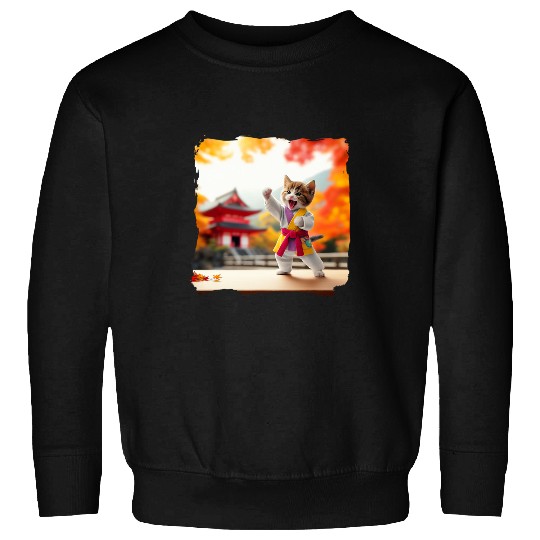 Karate kitten karategi autumn Japanese temple martial arts 1 Sweatshirts