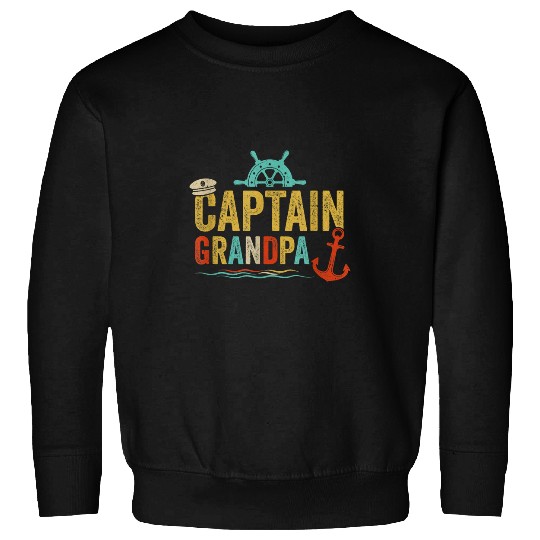 Captain Grandpa Pontoon Lake Sailor Fishing Boating For Men Sweatshirts