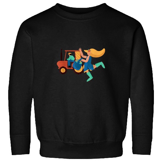 VXLS Farmer Girl Farming Harvest Season Farmer Boy Tractor Sweatshirts