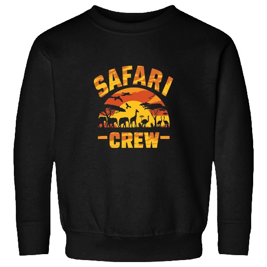 African Vacation Retro Sunset Vacation Trip Safari Crew Sweatshirts